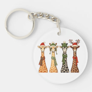 Porte-clés Joyeux Noël Girafe Amoureux Festif Girafes Noël
