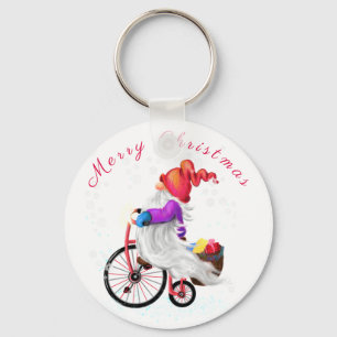 Porte-clés Joyeux Noël Gnome avec Porte - clé vélo et cadeaux