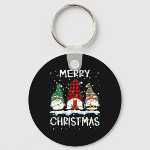 Porte-clés Joyeux Noël Gnomo Buffalo Plaid Family Xmas Pa