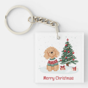 Porte-clés Joyeux Noël Goldendoodle Chien