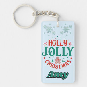 Porte-clés Joyeux Noël Holly Jolly Homme en Pain d'Épices Rét