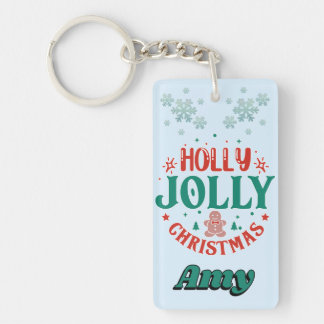 Porte-clés Joyeux Noël Holly Jolly Homme en Pain d'Épices Rét