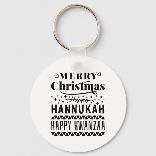 Porte-clés Joyeux Noël Joyeux Hanoukka Joyeux Kwanzaa (Recto)