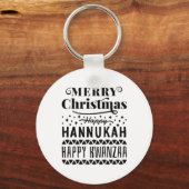 Porte-clés Joyeux Noël Joyeux Hanoukka Joyeux Kwanzaa (Recto)