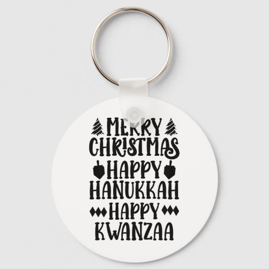 Porte-clés Joyeux Noël Joyeux Hanoukka Joyeux Kwanzaa 6 (Recto)