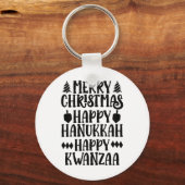 Porte-clés Joyeux Noël Joyeux Hanoukka Joyeux Kwanzaa 6 (Recto)