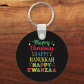 Porte-clés Joyeux Noël Joyeux Hanoukka Joyeux Kwanzaa 9 (Recto)