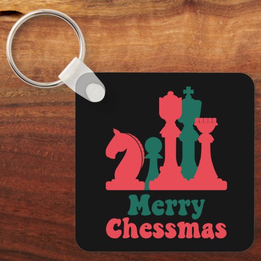Porte-clés Joyeux Noël Joyeux jeu d'échecs (Recto)