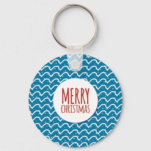 Porte-clés Joyeux Noël Motif Sans Couture Texture Bleue (Recto)