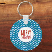 Porte-clés Joyeux Noël Motif Sans Couture Texture Bleue (Recto)