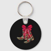 Porte-clés Joyeux Noël Noël Noël Bottes Cowboy Coquette Bow P (Recto)