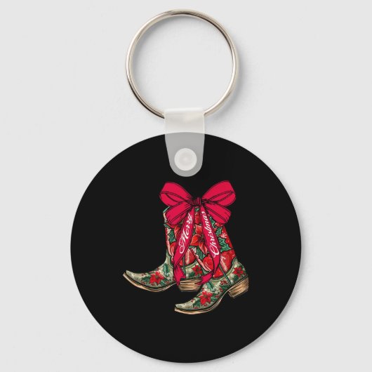 Porte-clés Joyeux Noël Noël Noël Bottes Cowboy Coquette Bow P (Recto)