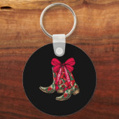 Porte-clés Joyeux Noël Noël Noël Bottes Cowboy Coquette Bow P (Recto)