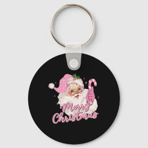 Porte-clés Joyeux Noël Père Noël Rose Vintage Retro Xma