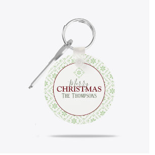 Porte-clés Joyeux Noël personnalisé au nom de famille