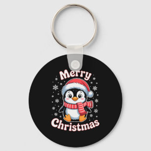 Porte-clés Joyeux Noël Pingouin Chapeau de Père Noël Mignon F