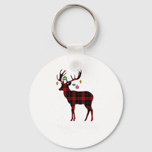 Porte-clés Joyeux Noël Reindeer Red Plaid Snowflake Famille