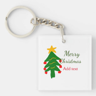 Porte-clés Joyeux Noël rouge vert Noël ajouter le nom