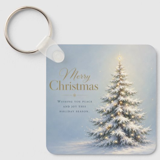 Porte-clés Joyeux Noël Sapin enneigé (Recto)