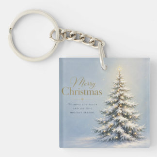 Porte-clés Joyeux Noël Sapin enneigé