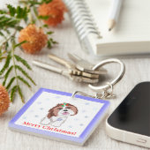 Porte-clés Joyeux Noël Shih Tzu Avec Flocon De Neige (Devant Droit)