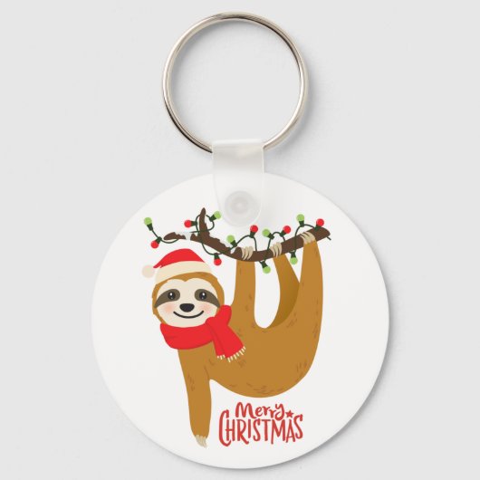 Porte-clés Joyeux Noël Sloth mignonne Festivals Vacances (Recto)