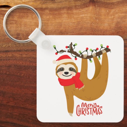 Porte-clés Joyeux Noël Sloth mignonne Festivals Vacances (Recto)