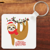 Porte-clés Joyeux Noël Sloth mignonne Festivals Vacances (Verso)