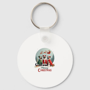 Porte-clés Joyeux Noël Trois Père Noël Elf Reindeer Siamese C