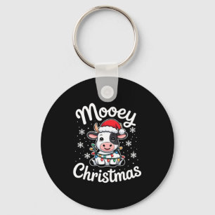 Porte-clés Joyeux Noël Vache Mignonne Avec Chapeau De Père No
