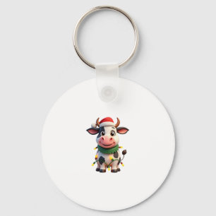Porte-clés Joyeux Noël Vache Santa Noël Lumières Vache Xma