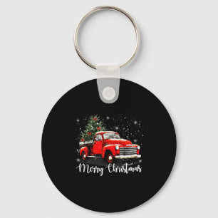 Porte-clés Joyeux Noël Vintage Camion Rouge Arbre de Noël Fam