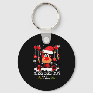 Porte-clés Joyeux Noël Ya ll Buffalo Red Plaid Reindeer S