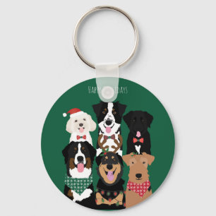 Porte-clés Joyeux Pawlidays de mignons chiens de Noël