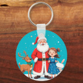 Porte-clés Joyeux Père Noël avec jeune neigeuse (Verso)