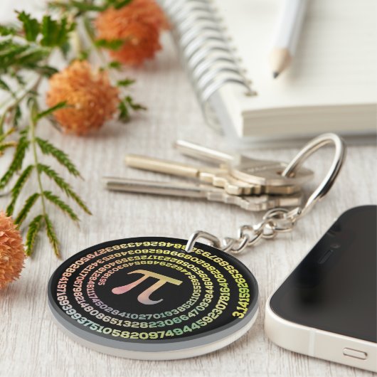Porte-clés Joyeux Pi Day Funny School Math Spiral Texte (Devant Droit)