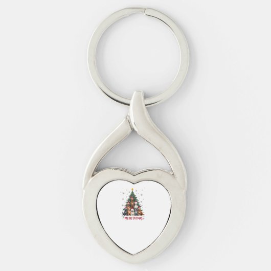 Porte-clés Joyeux Pitmas Pitbull Chien Pull de Noël Laid Arbr (Devant)