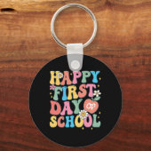 Porte-clés Joyeux premier jour de l'école enseignant garçons (Recto)