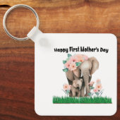 Porte-clés joyeux premier jour de mère mignon éléphant (Recto)