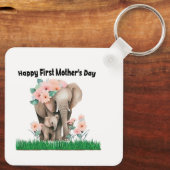 Porte-clés joyeux premier jour de mère mignon éléphant (Verso)