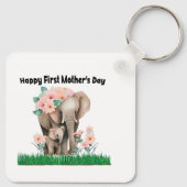 Porte-clés joyeux premier jour de mère mignon éléphant (Dos)