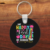 Porte-clés Joyeux premier jour d'école crayon enseignant enfa (Recto)