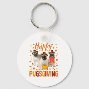 Porte-clés Joyeux Pugsgiving mignon Thanksgiving Carlin Chien