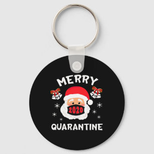 Porte-clés Joyeux Quarantine Noël Funny Père Noël Pajama Fami