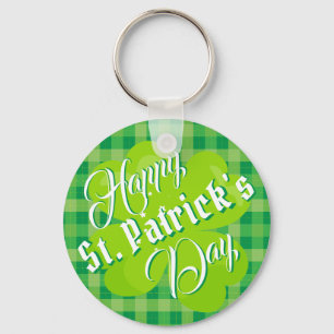 Porte-clés Joyeux Saint Patrick's Day Tartan vert Lucky Clove