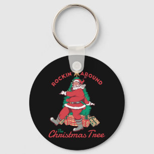 Porte-clés Joyeux Santa dansant autour du sapin de Noël