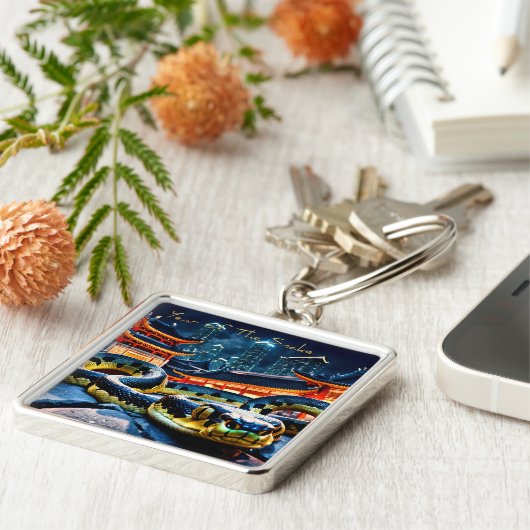 Porte-clés Joyeux serpent du Nouvel An chinois 2025 LMSqK (Côté)