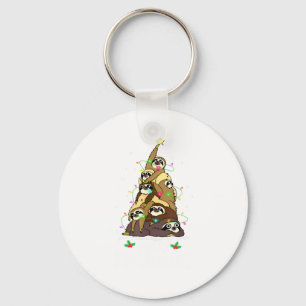 Porte-clés Joyeux Sloth Noël Mignon Xmas Paresseux Chapeau de
