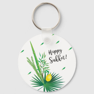 Porte-clés Joyeux Sukkot Lulav et Motif d'aquarelle Etrog