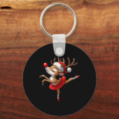 Porte-clés Joyeux Thé de ballet de danse de rennes de Noël (Recto)